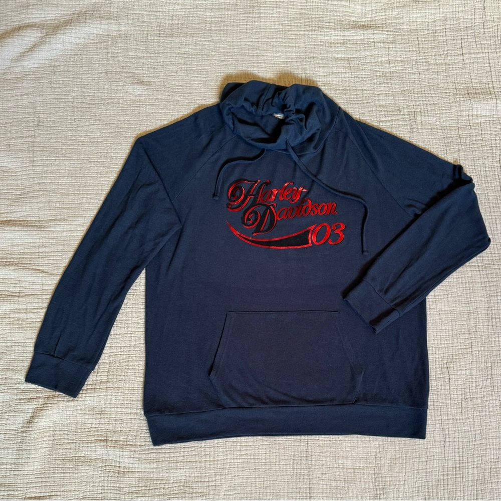 Harley Davidson Brushed Fleece Funnel Neck Sweatshirt sz XL